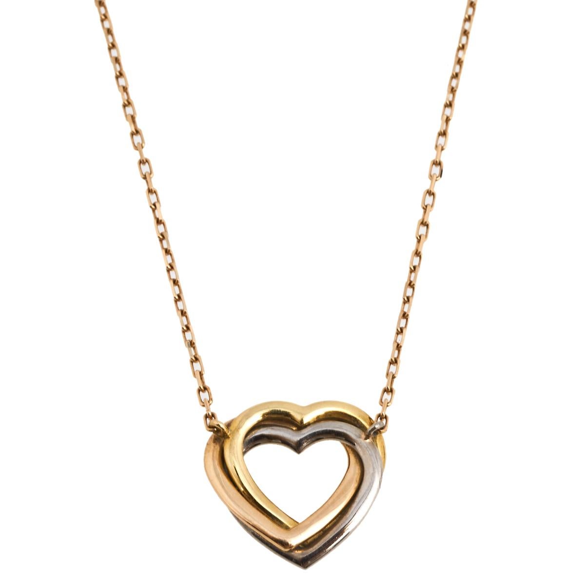 Women's Cartier Trinity de Cartier Heart Three Tone 18k Gold Necklace