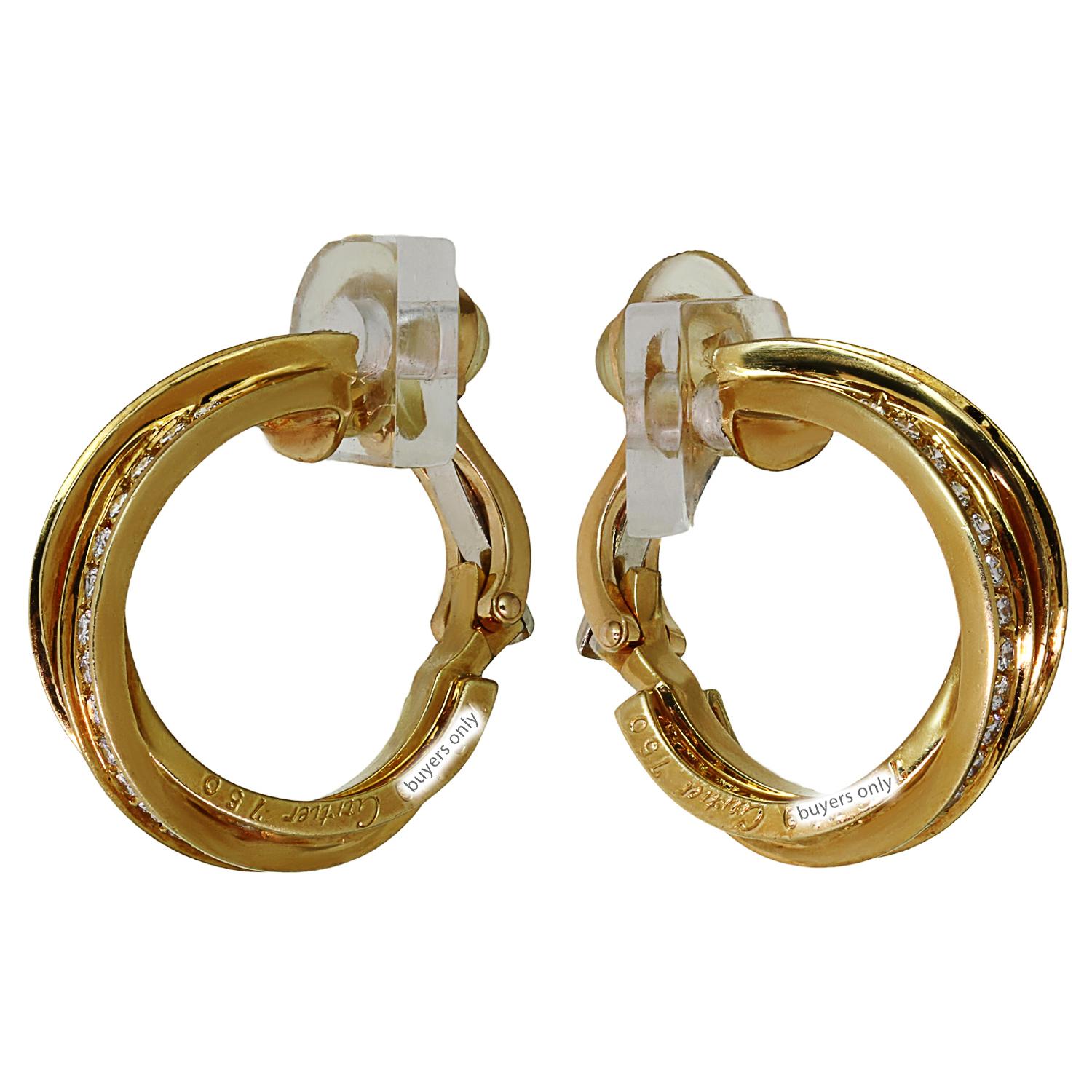 CARTIER Trinity De Cartier  Boucles d'oreilles en or jaune avec diamants Excellent état - En vente à New York, NY