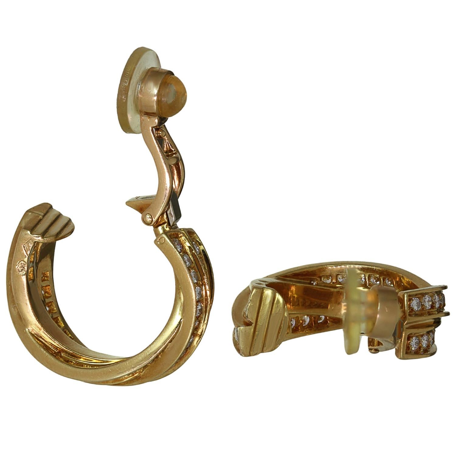 CARTIER Trinity De Cartier  Boucles d'oreilles en or jaune avec diamants en vente 1