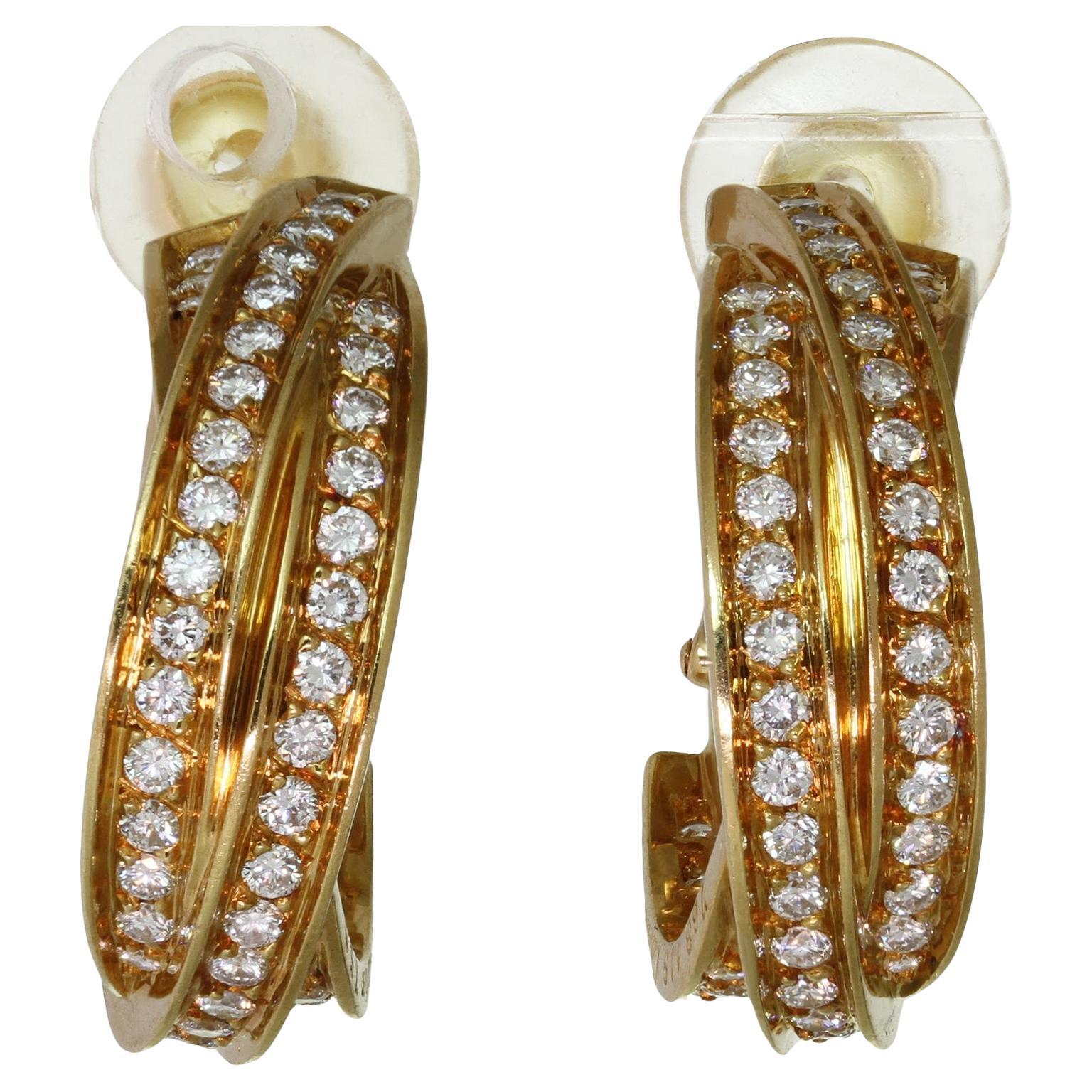 CARTIER Trinity De Cartier  Boucles d'oreilles en or jaune avec diamants en vente