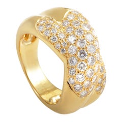 Cartier Trinity de Cartier Partial Diamond Pave Gold Band Ring