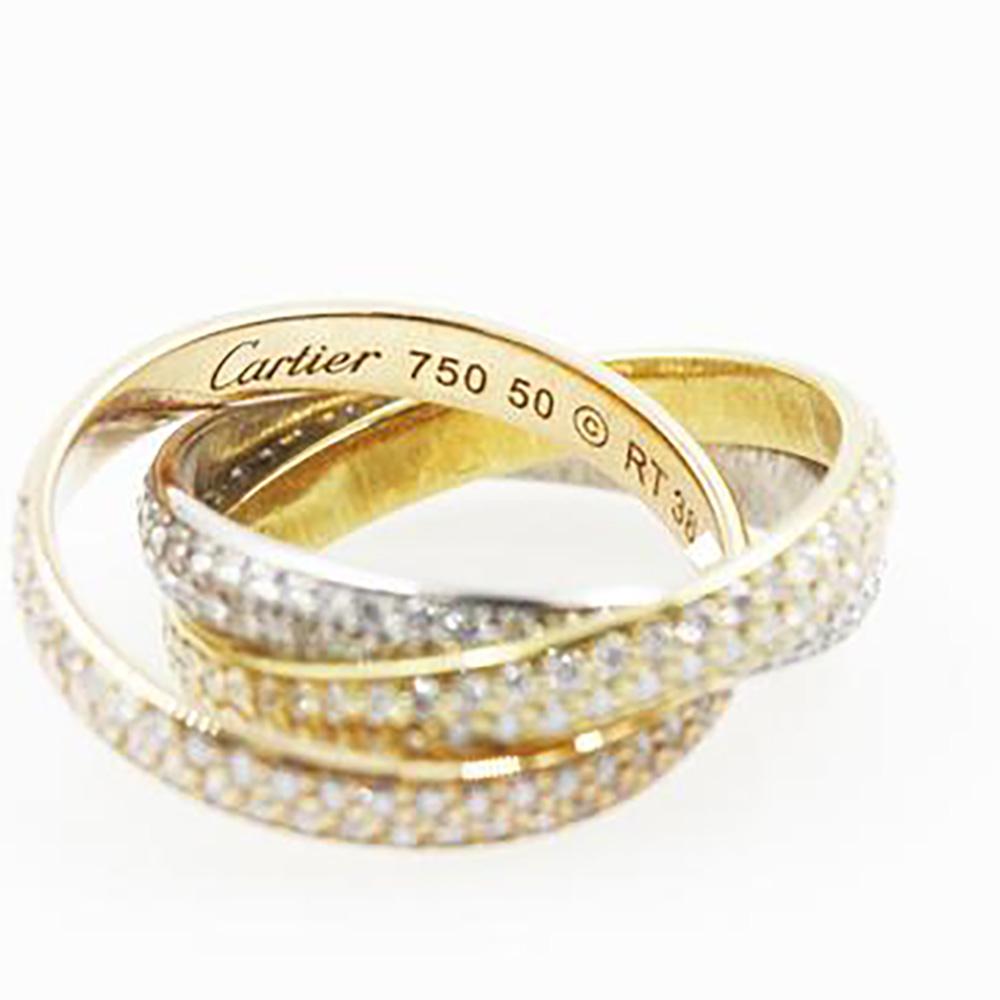 Cartier Trinity De Cartier Small Model Diamond-Paved 18 Karat Multi Gold Ring 1