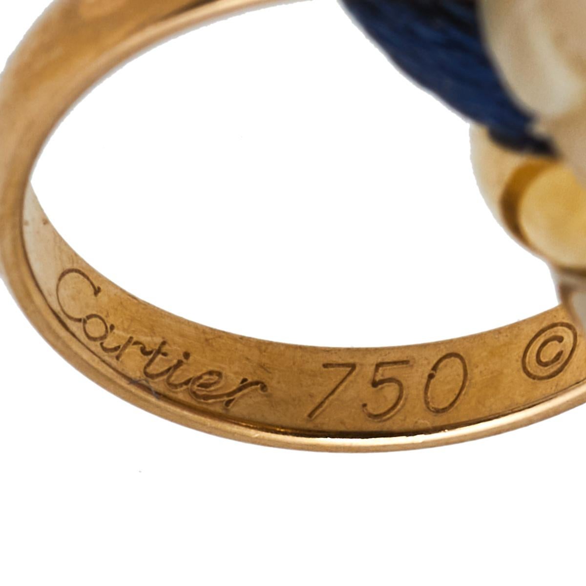 Cartier Bracelet à cordons réglables trois tons en or 18 carats bleu Trinity De Cartier Bon état à Dubai, Al Qouz 2