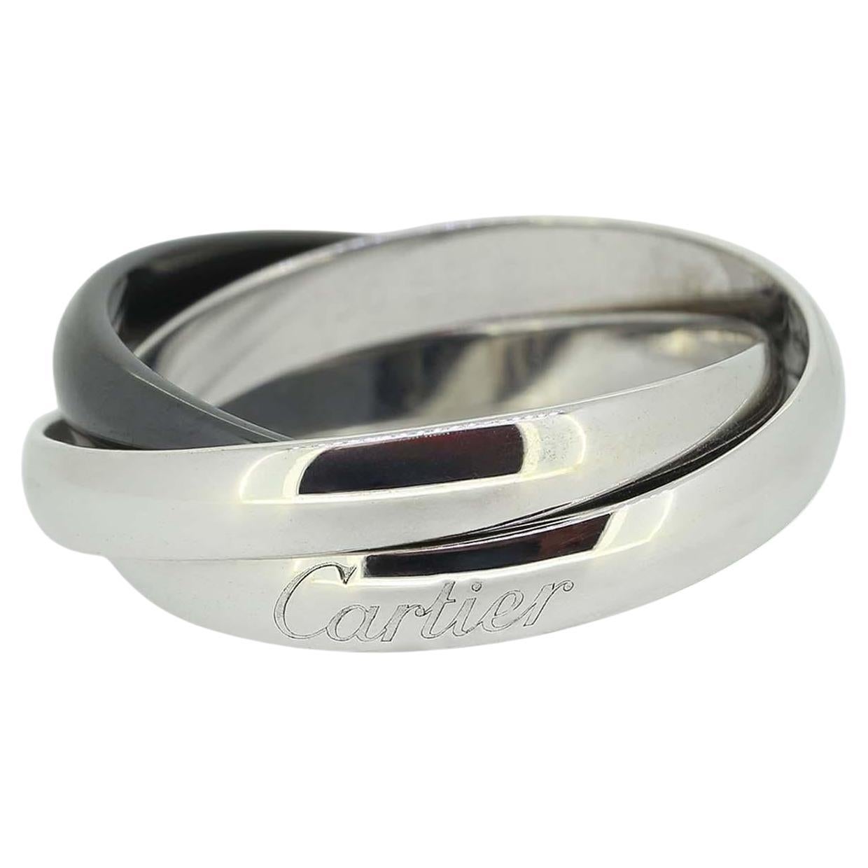 Cartier Trinity De Cartier White Gold and Ceramic Ring Size R (59)