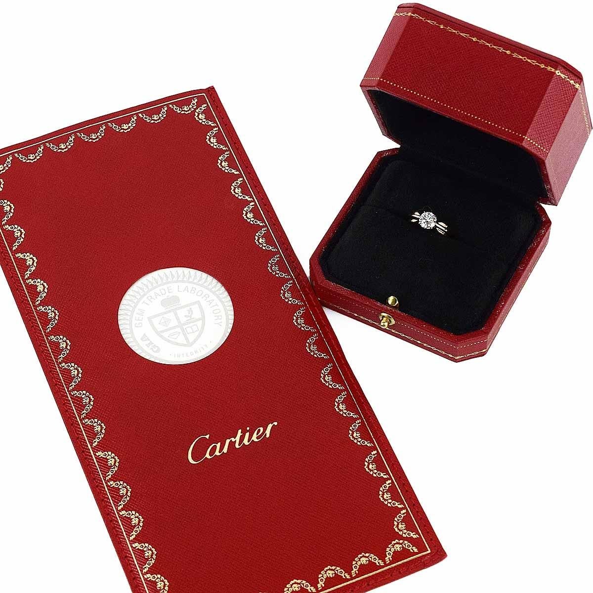 Cartier Trinity Diamond 1.02ct G-VVS2 18k Yellow White Pink Gold Ring US 4 1/2 In Good Condition For Sale In Tokyo, JP