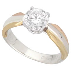 Cartier Trinity Diamond 1.02ct G-VVS2 18k Yellow White Pink Gold Ring US 4 1/2