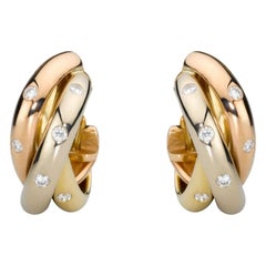 Cartier Trinity Diamond 18 Karat White, Pink, Yellow Gold Earrings