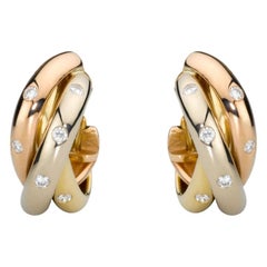 Cartier Trinity Diamond 18 Karat White, Pink, Yellow Gold Earrings