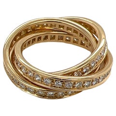 Cartier Bague d'alliance Trinity en or jaune 18 carats et diamants, taille 52 (6)