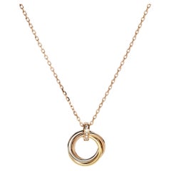 Cartier Trinity Diamond 18k Three Tone Gold Pendant Necklace