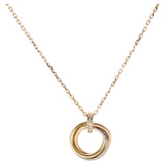 Cartier Trinity Diamond 18k Three Tone Gold Pendant Necklace