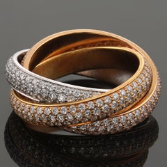 CARTIER Trinity Diamond 18k Tri-Gold 3-Band Ring