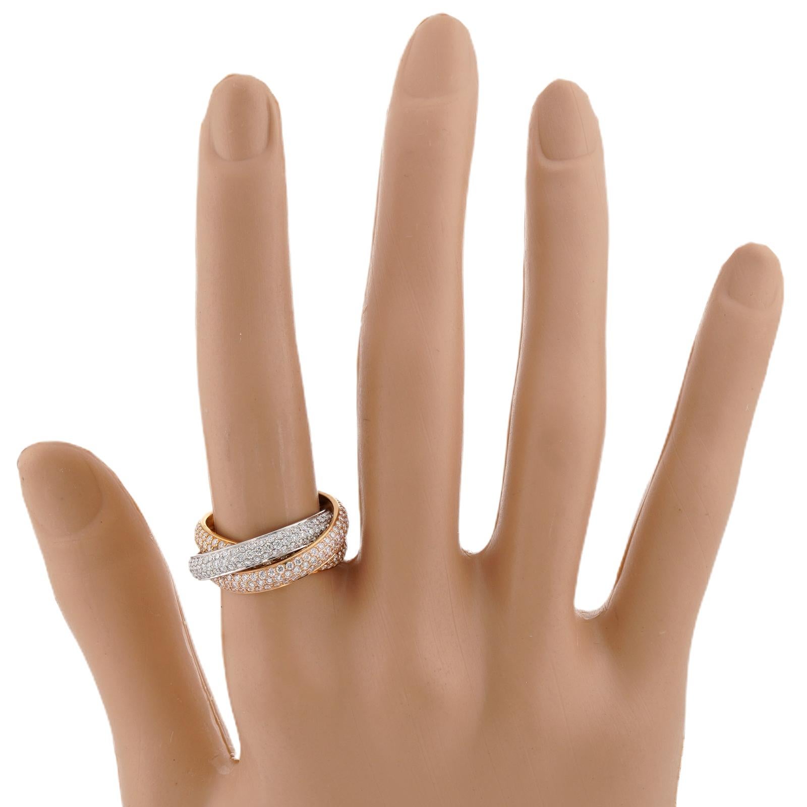 CARTIER Anello a tre fasce con diamante Trinity in oro 18 carati In condizioni ottime in vendita a New York, NY