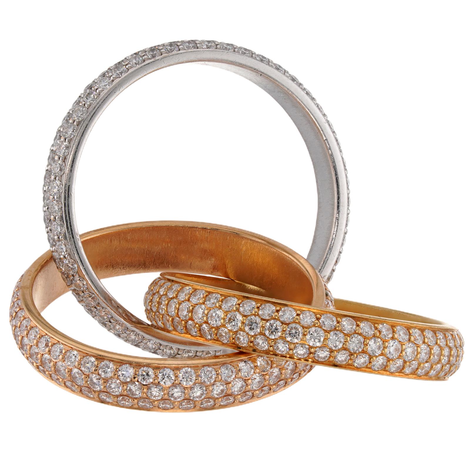 Donna CARTIER Anello a tre fasce con diamante Trinity in oro 18 carati in vendita