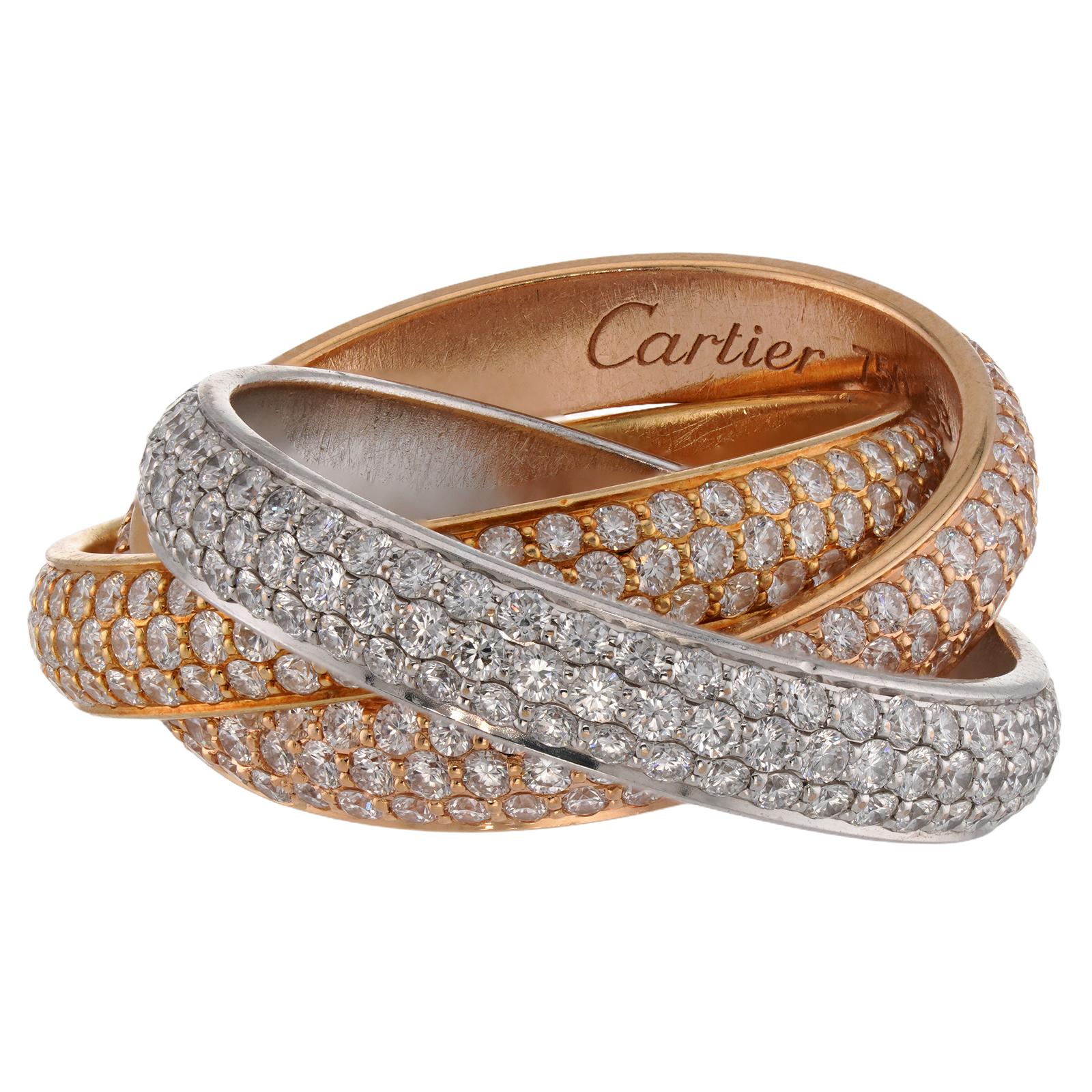 CARTIER Anello a tre fasce con diamante Trinity in oro 18 carati in vendita 1