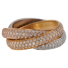 CARTIER Trinity Diamond 18k Tri-Gold 3-Band Ring
