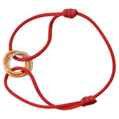 Cartier Trinity Diamond - Bracciale in oro giallo, rosa e bianco 18 carati - Corde rosse