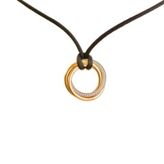 Cartier Trinity Diamant 18K Gelb Rose Weißgold Anhänger Corde Halskette