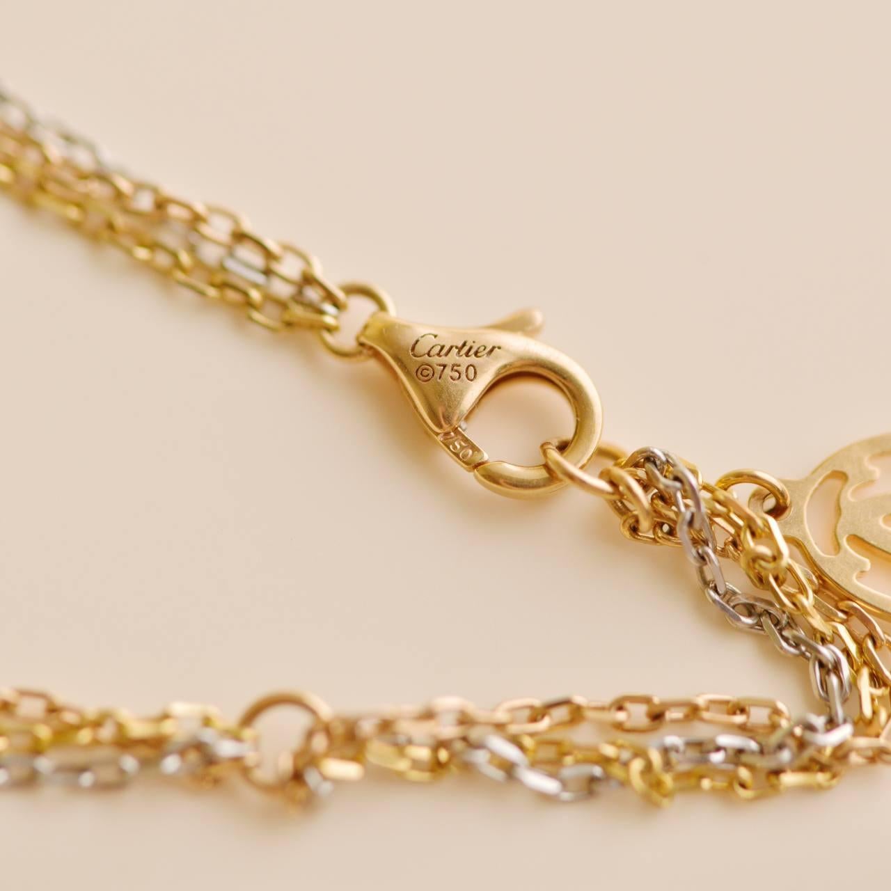 Cartier Trinity Diamond 18K Yellow Rose White Gold Pendant Necklace 2