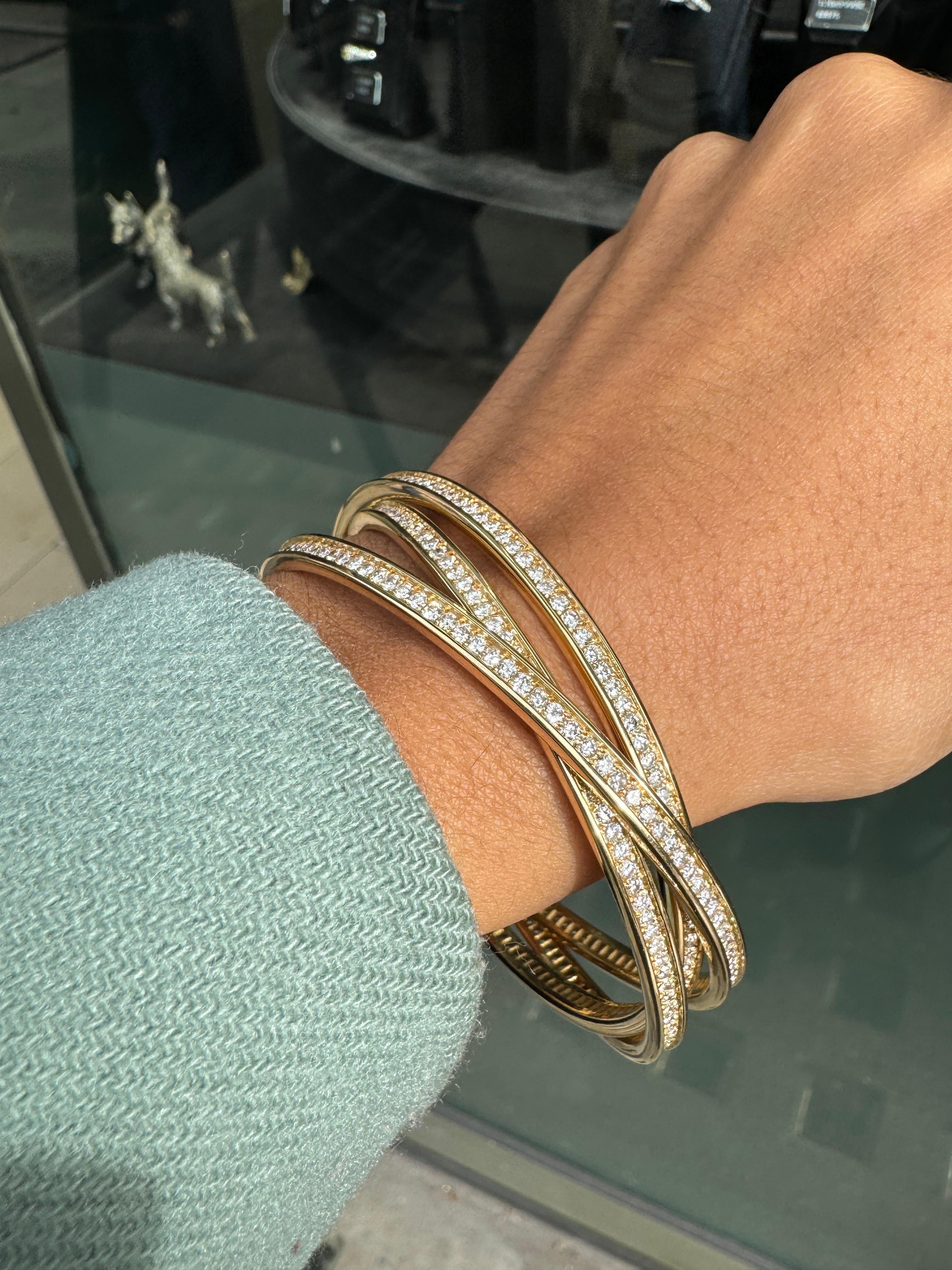 Bracelet trinitaire en or jaune 18 carats et diamants de Cartier Pour femmes en vente