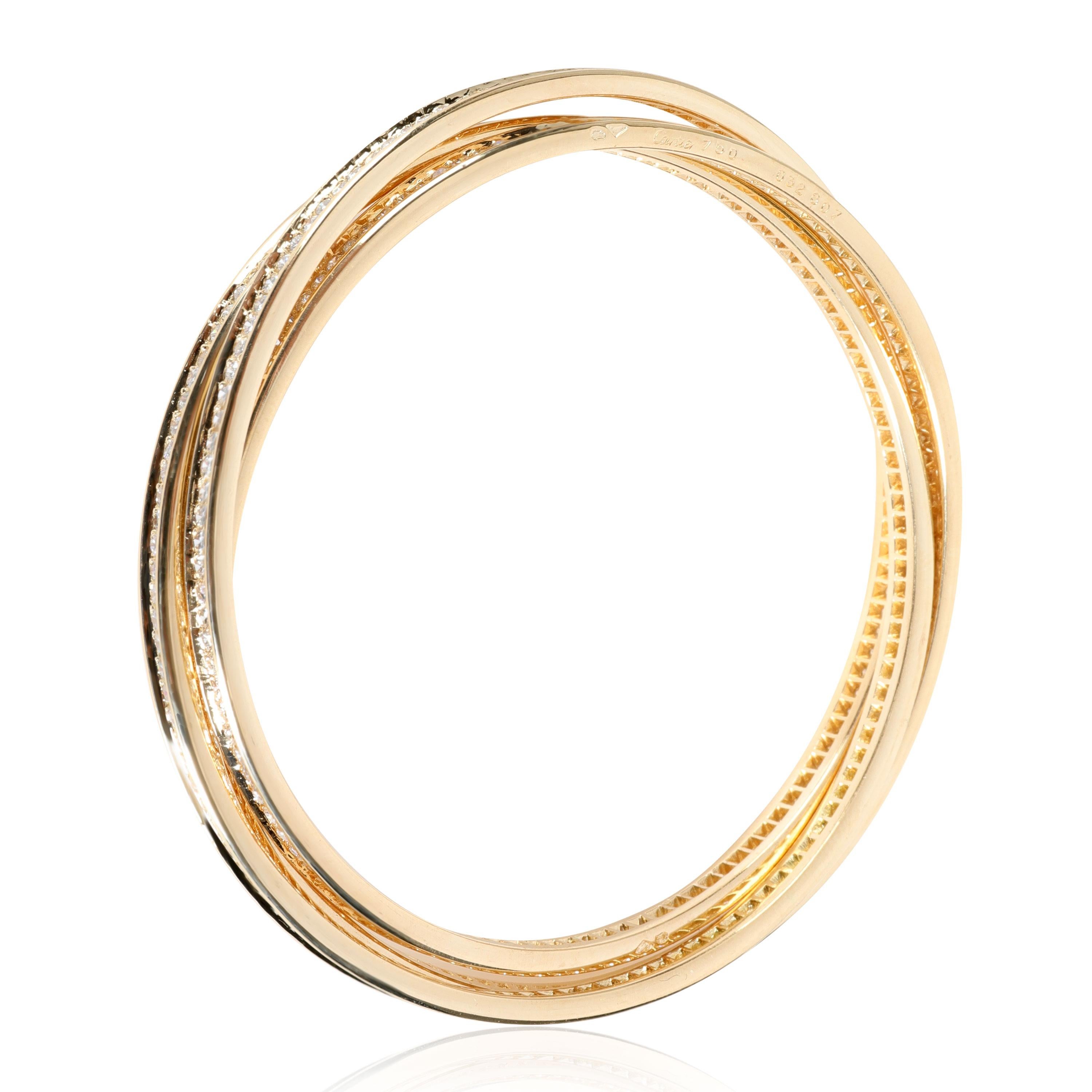  Cartier Bracelet jonc Trinity en or jaune 18 carats avec diamants de 8,85 carats poids total Pour femmes 