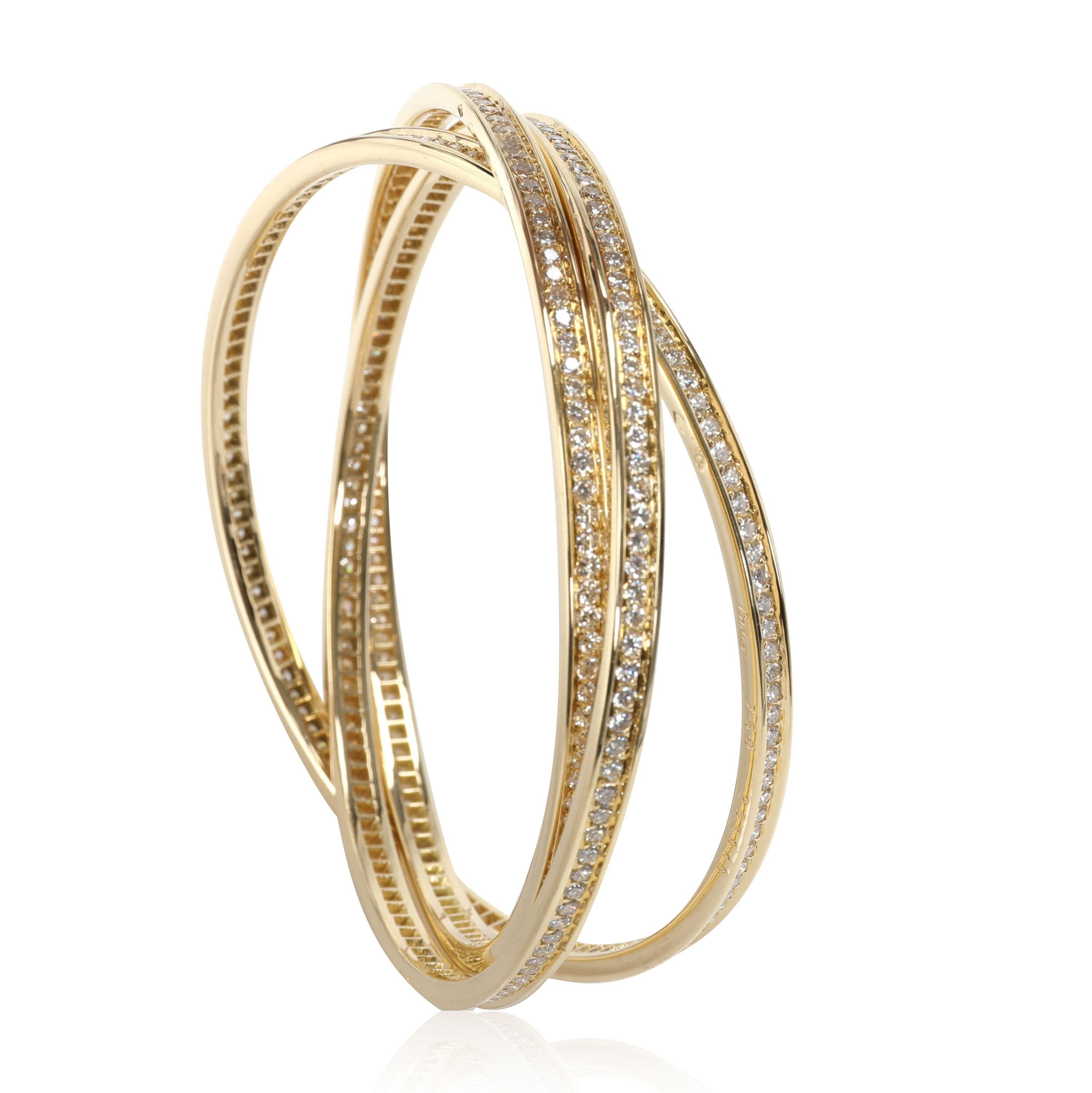 Women's Cartier Trinity Diamond Bracelet in 18k Yellow Gold 8 Ctw For Sale