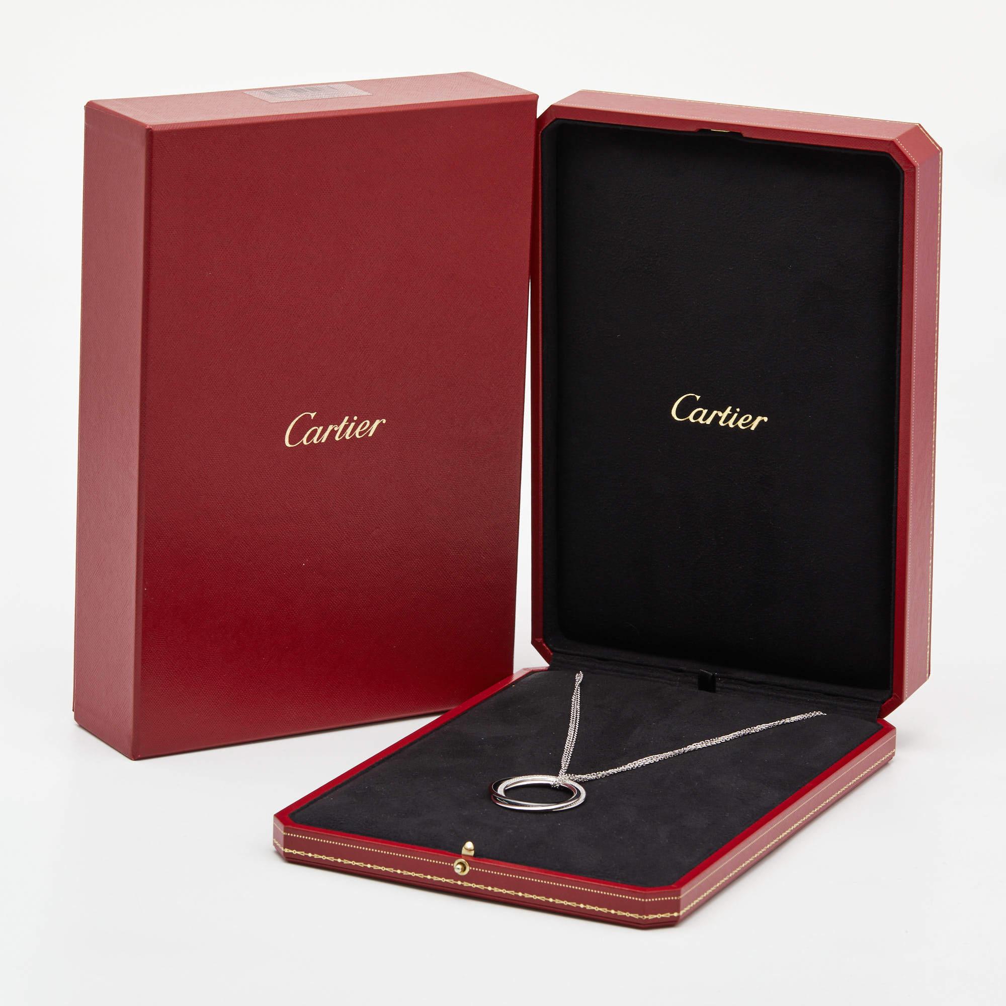 Cartier Trinity Diamond Ceramic 18k White Gold Very Large Model Necklace 2