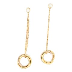 Cartier Trinity Diamond Drop Earrings 18 Karat Tricolor Gold
