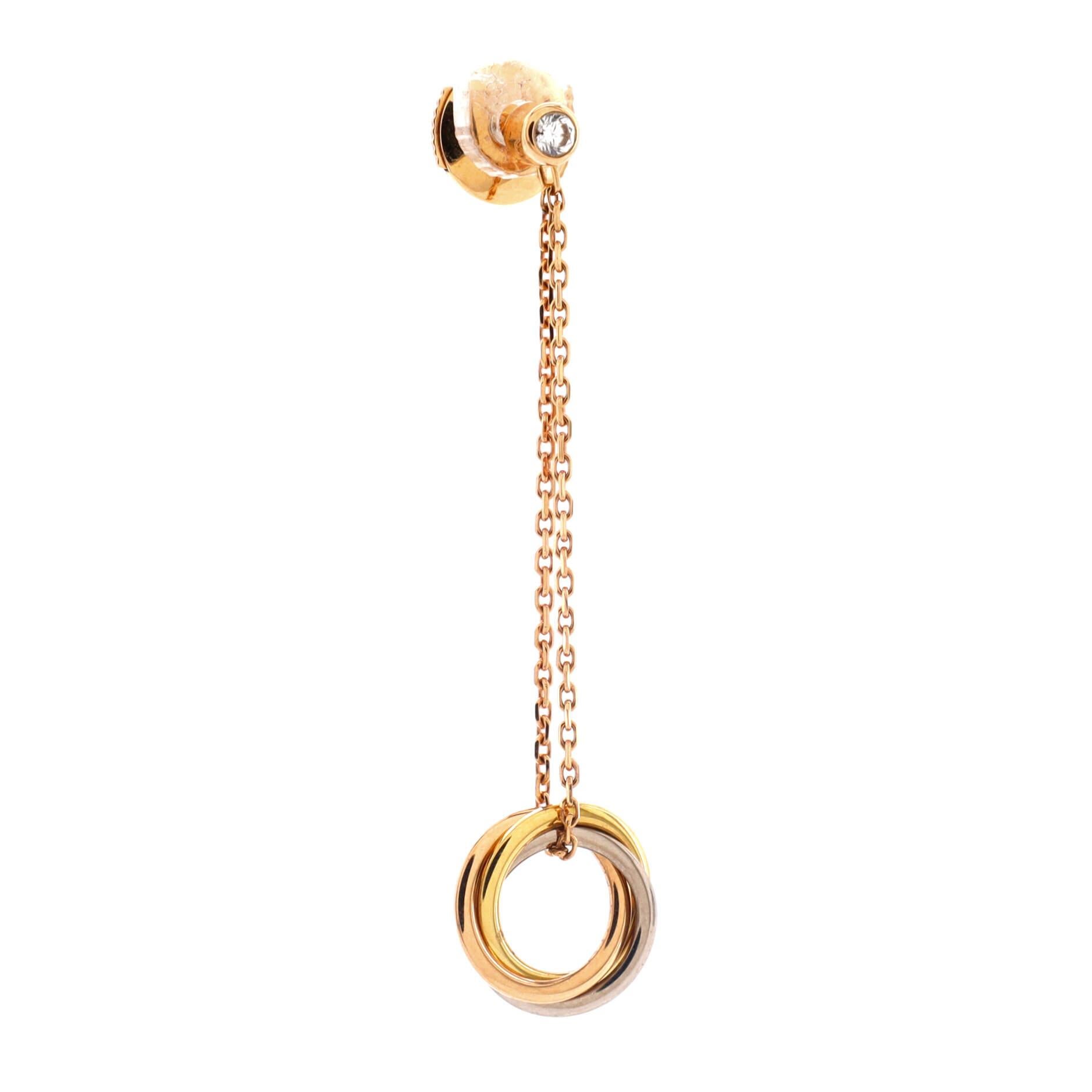 Cartier Trinity Diamant-Tropfen-Ohrringe aus 18 Karat dreifarbigem Gold Damen