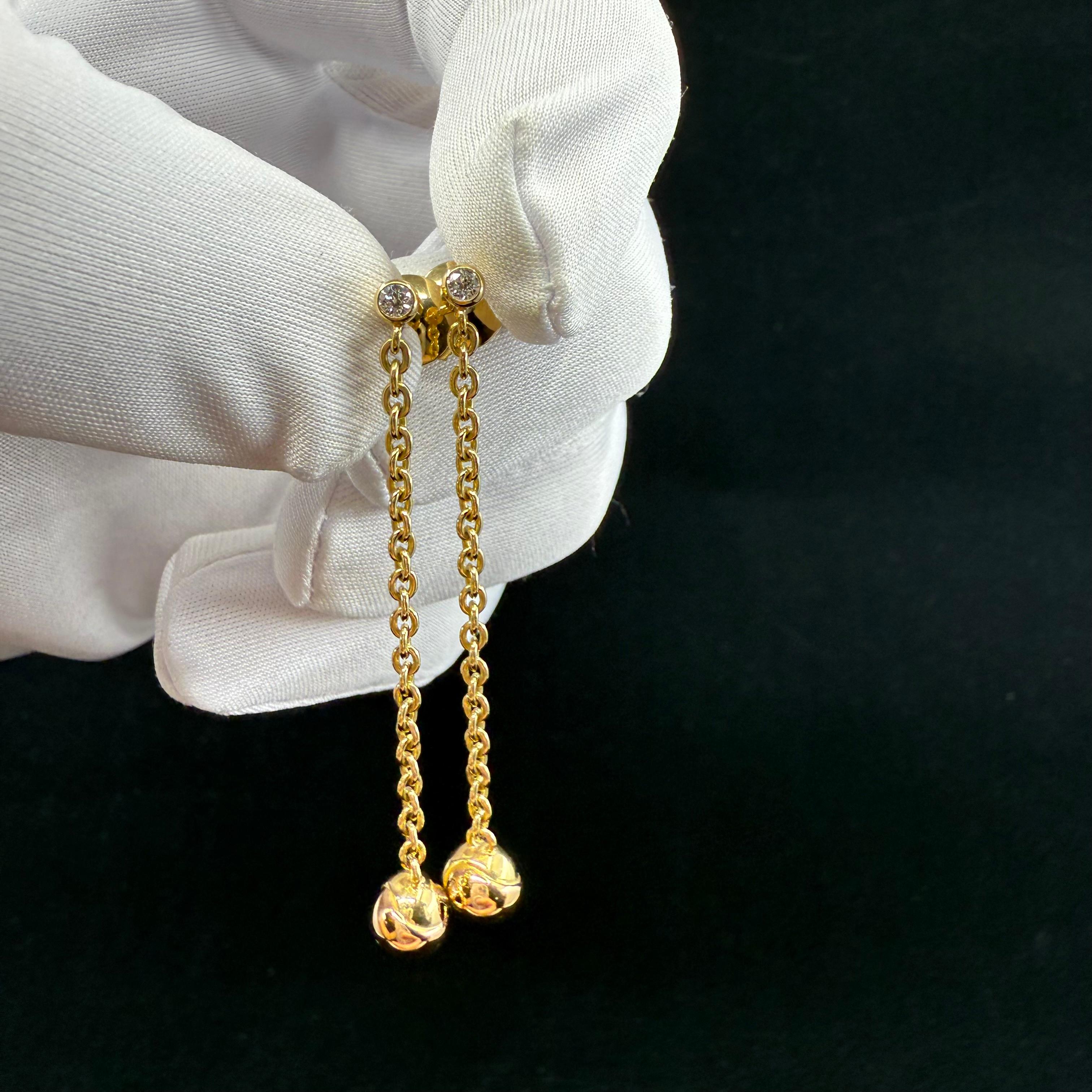 Brilliant Cut Cartier Trinity Diamond Drop Earrings 18kt Gold