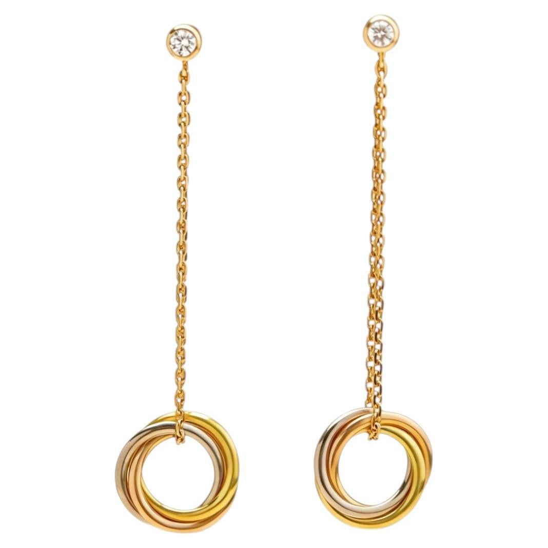 Pendientes Trinity de Cartier con diamantes, en oro amarillo, rosa y blanco de 18 quilates