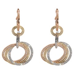 Cartier Trinity Diamond Earrings in 18k 3 Tone Gold 1.5 Ctw