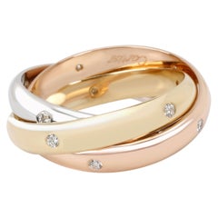 Cartier Trinity Diamond Fashion Ring in 18 Karat 3-Tone Gold 0.18 Carat