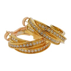 Cartier Trinity Diamond Gold Hoop Earrings