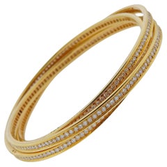 Cartier Trinity Diamond Gold Rolling Bangle Bracelet