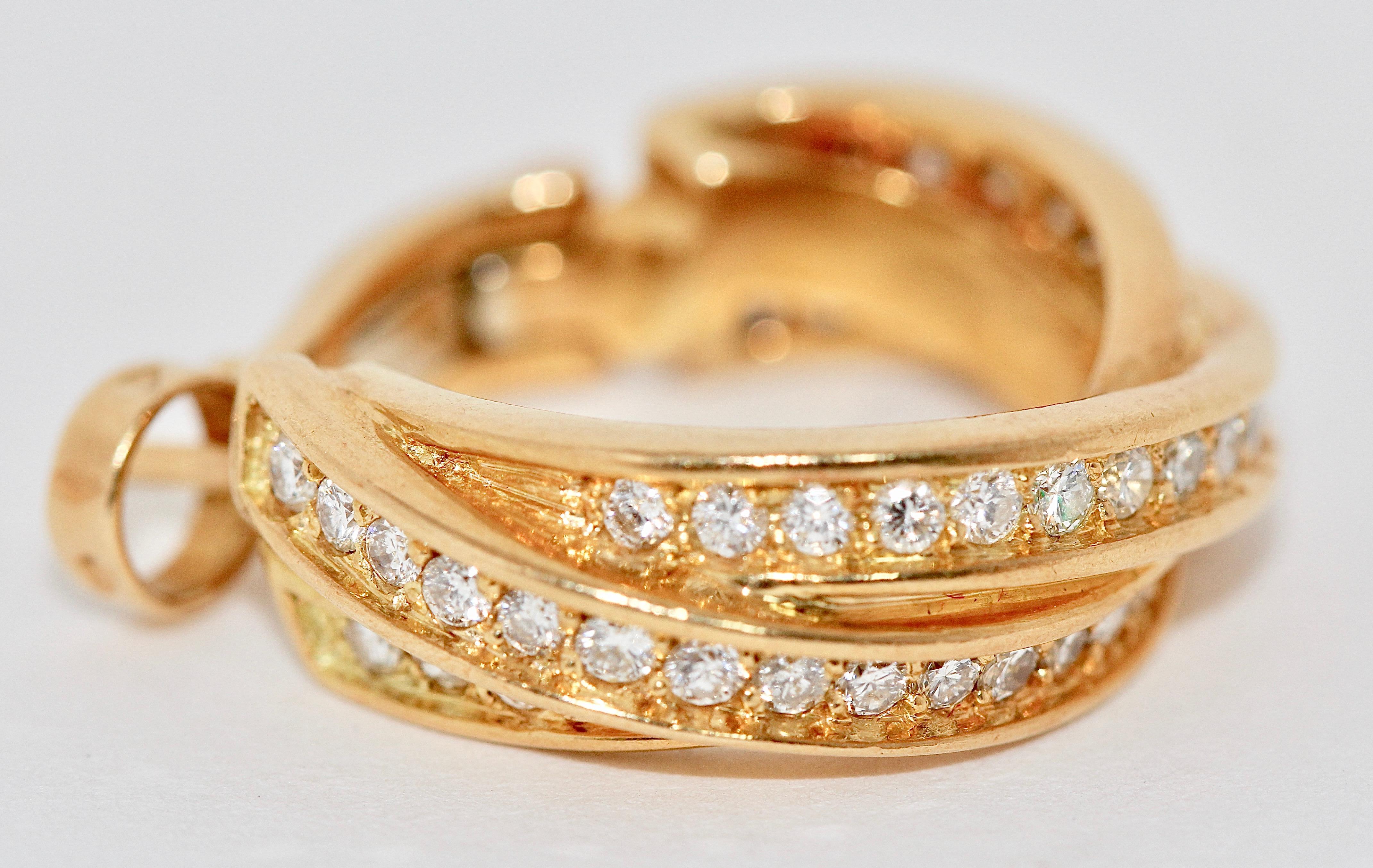 Cartier Trinity Diamond Hoop Earrings 18 Karat Gold In Excellent Condition In Berlin, DE