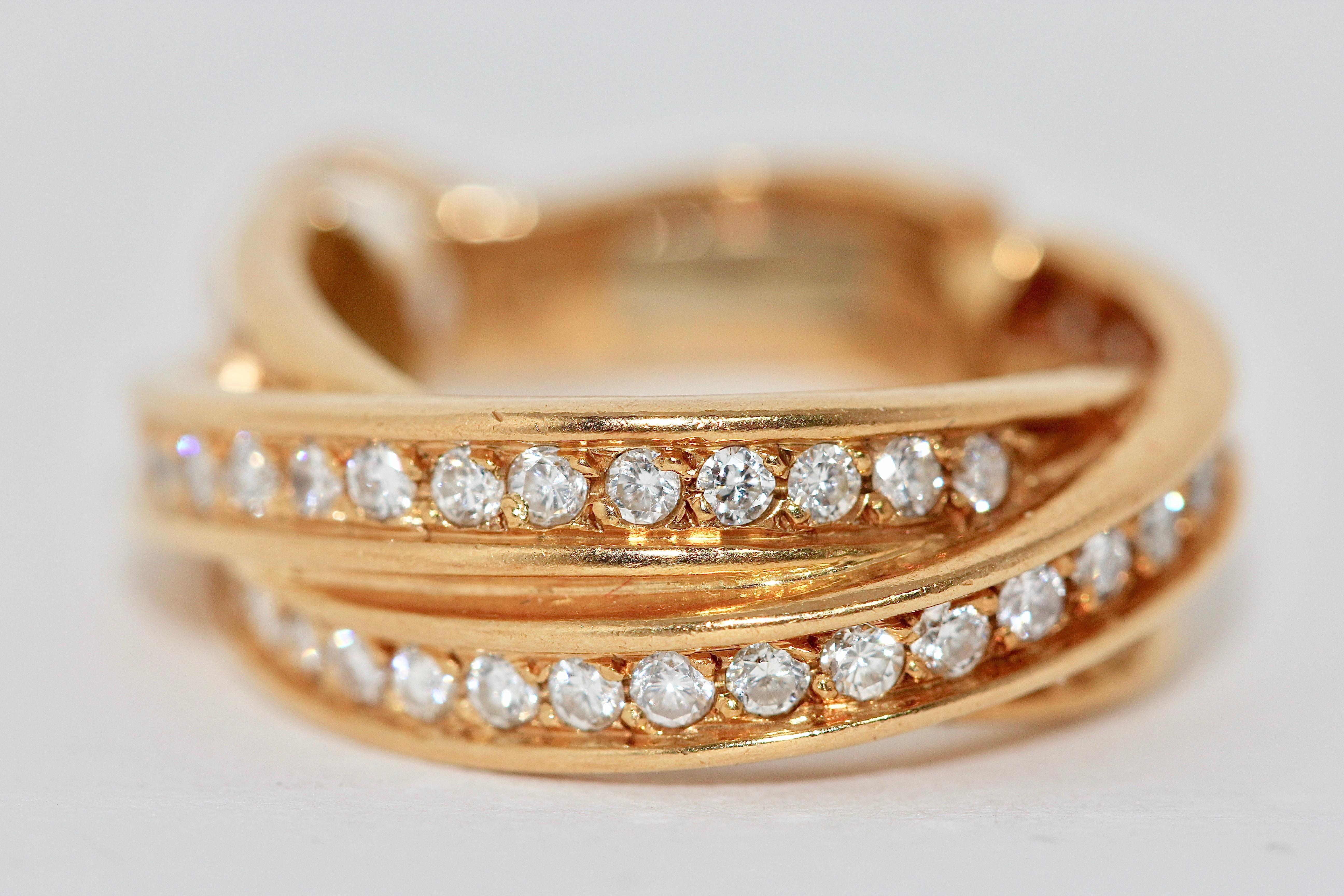 Women's Cartier Trinity Diamond Hoop Earrings 18 Karat Gold