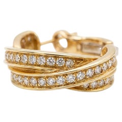 Cartier Trinity Diamond Hoop Earrings 18K Yellow Gold 1.20 Carat Total Weight