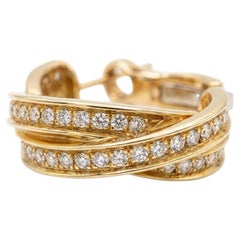 Cartier Trinity Diamond Hoop Earrings 18K Yellow Gold 1.20 Carat Total Weight
