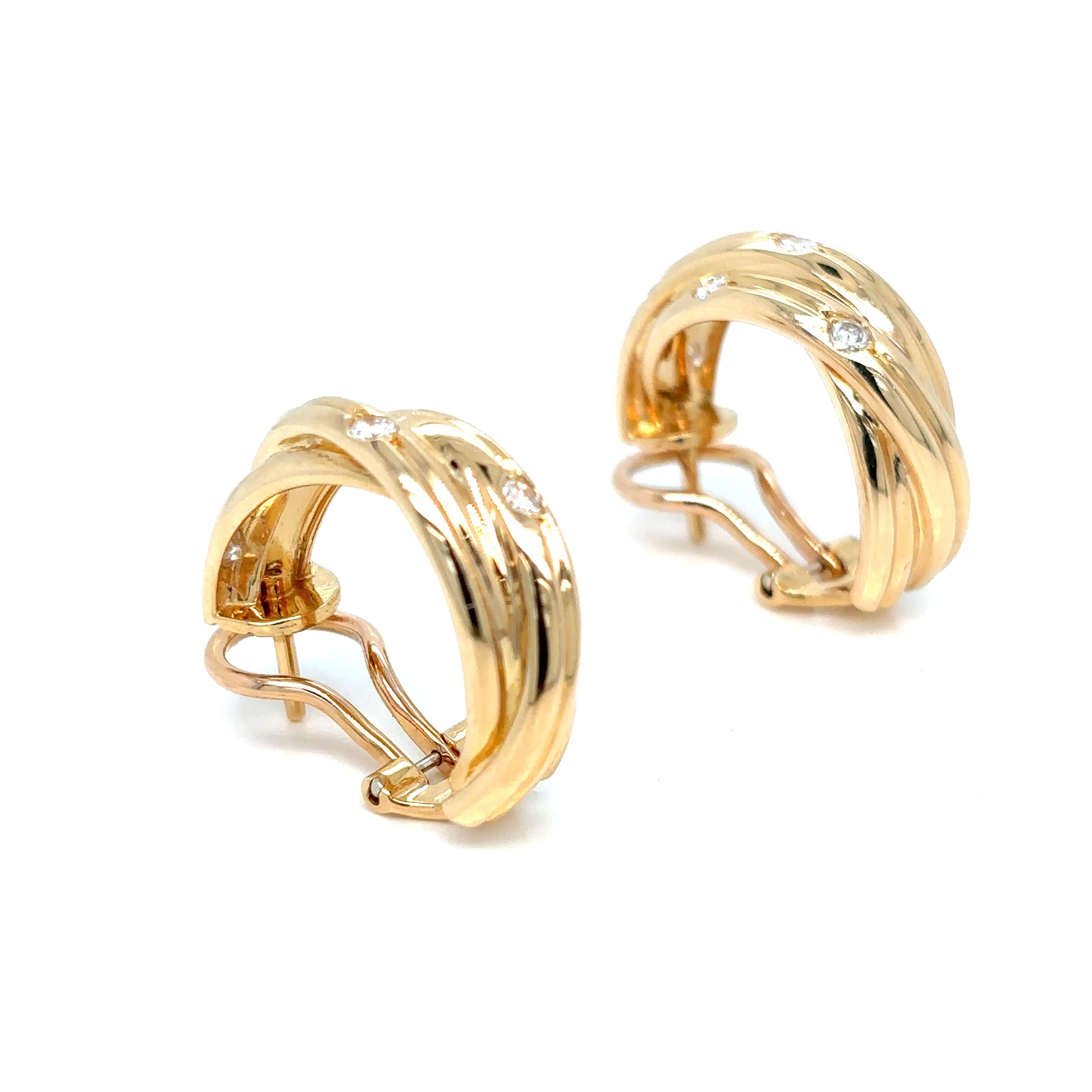 Round Cut Cartier Trinity Diamond Hoop Earrings