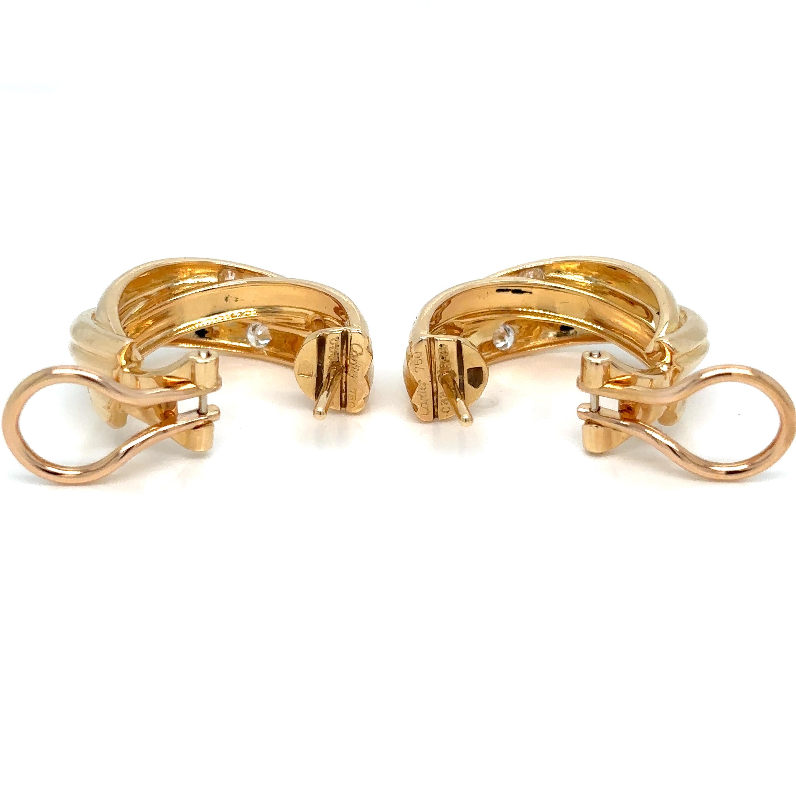 Cartier Trinity Diamond Hoop Earrings In Excellent Condition In Napoli, NA