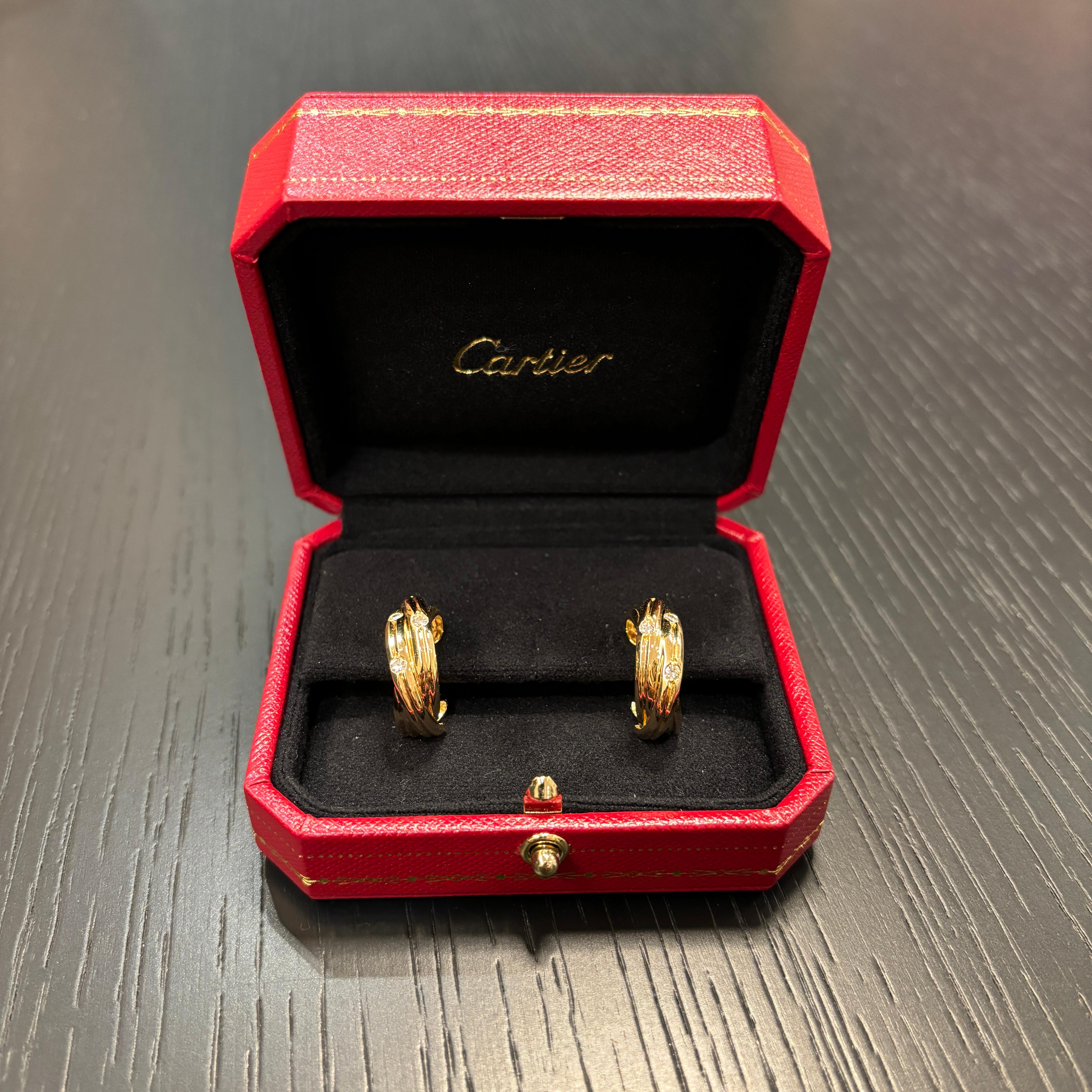 Women's Cartier Trinity Diamond Hoop Earrings For Sale