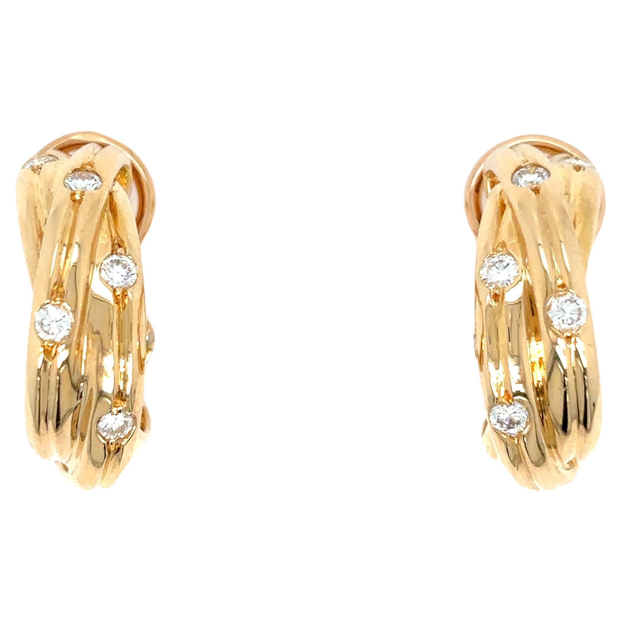 Cartier Trinity Diamond Hoop Earrings For Sale