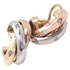 Cartier Trinity Diamond Hoop Tri-Color Gold Earrings