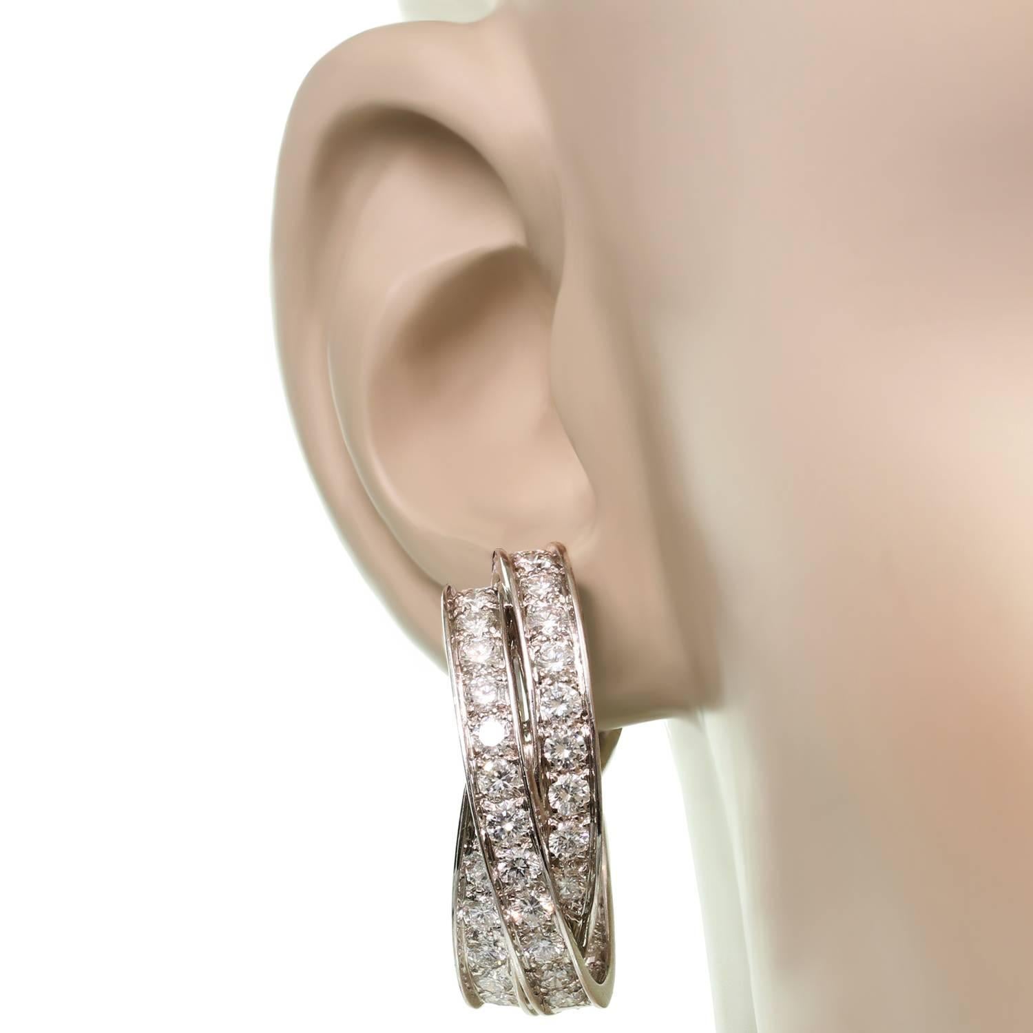 Women's CARTIER Trinity Diamond Inside Out White Gold Large Earrings