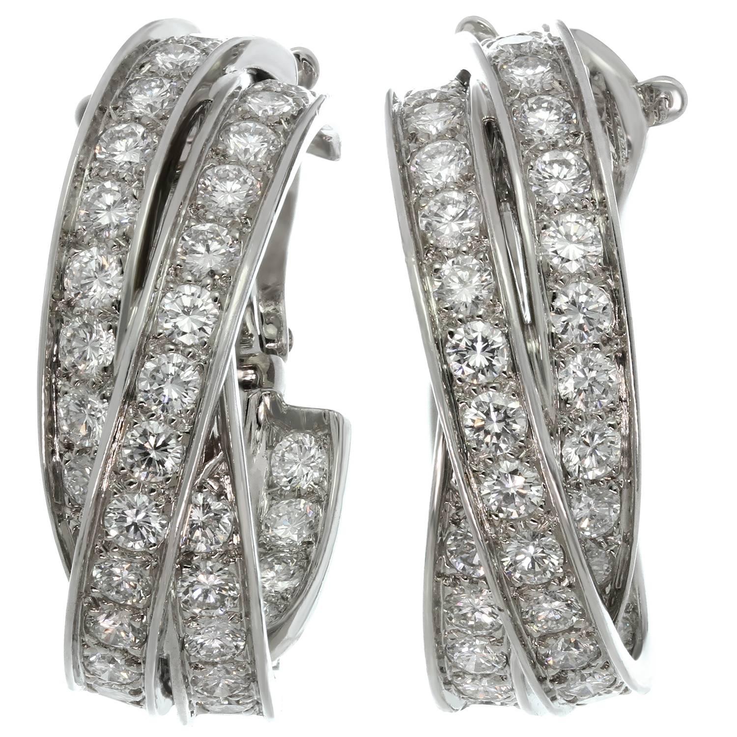 CARTIER Trinity Diamond Inside Out White Gold Large Earrings 2