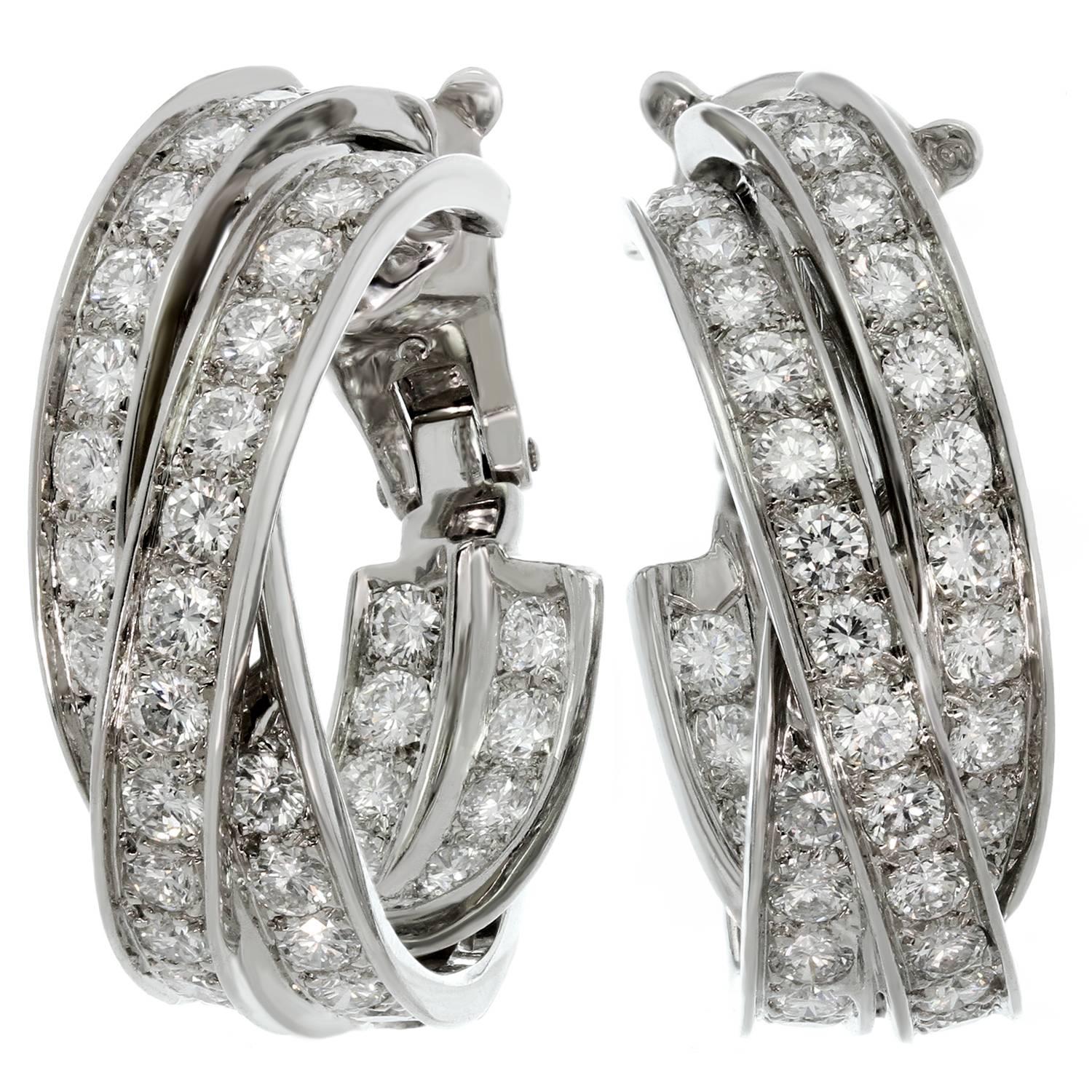 CARTIER Trinity Diamond Inside Out White Gold Large Earrings