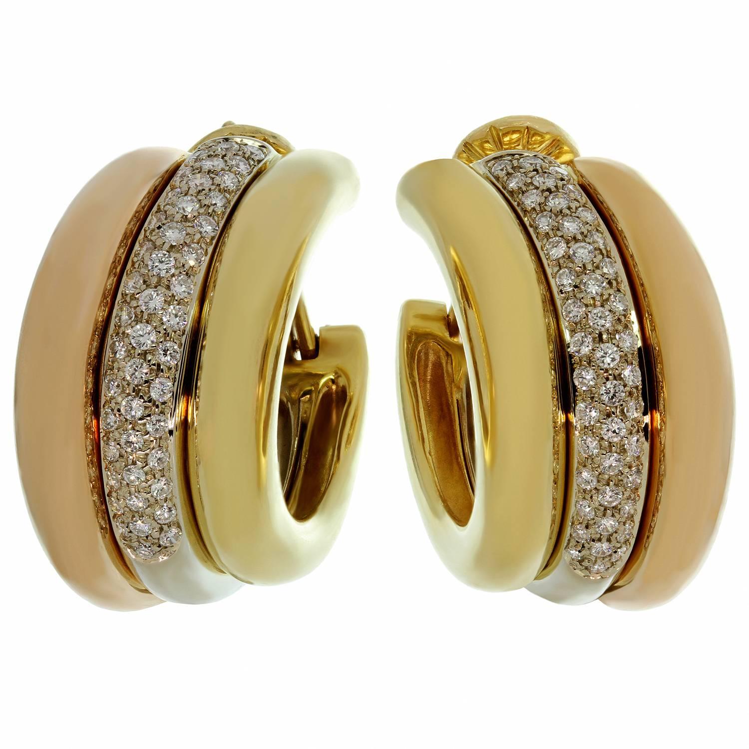 Cartier Trinity Diamond Multi-Tone Gold Large Earrings 2