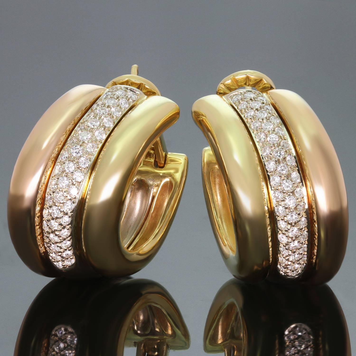 Cartier Trinity Diamond Multi-Tone Gold Large Earrings 3
