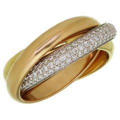 Cartier Trinity Diamond Multicolor Gold Band Ring